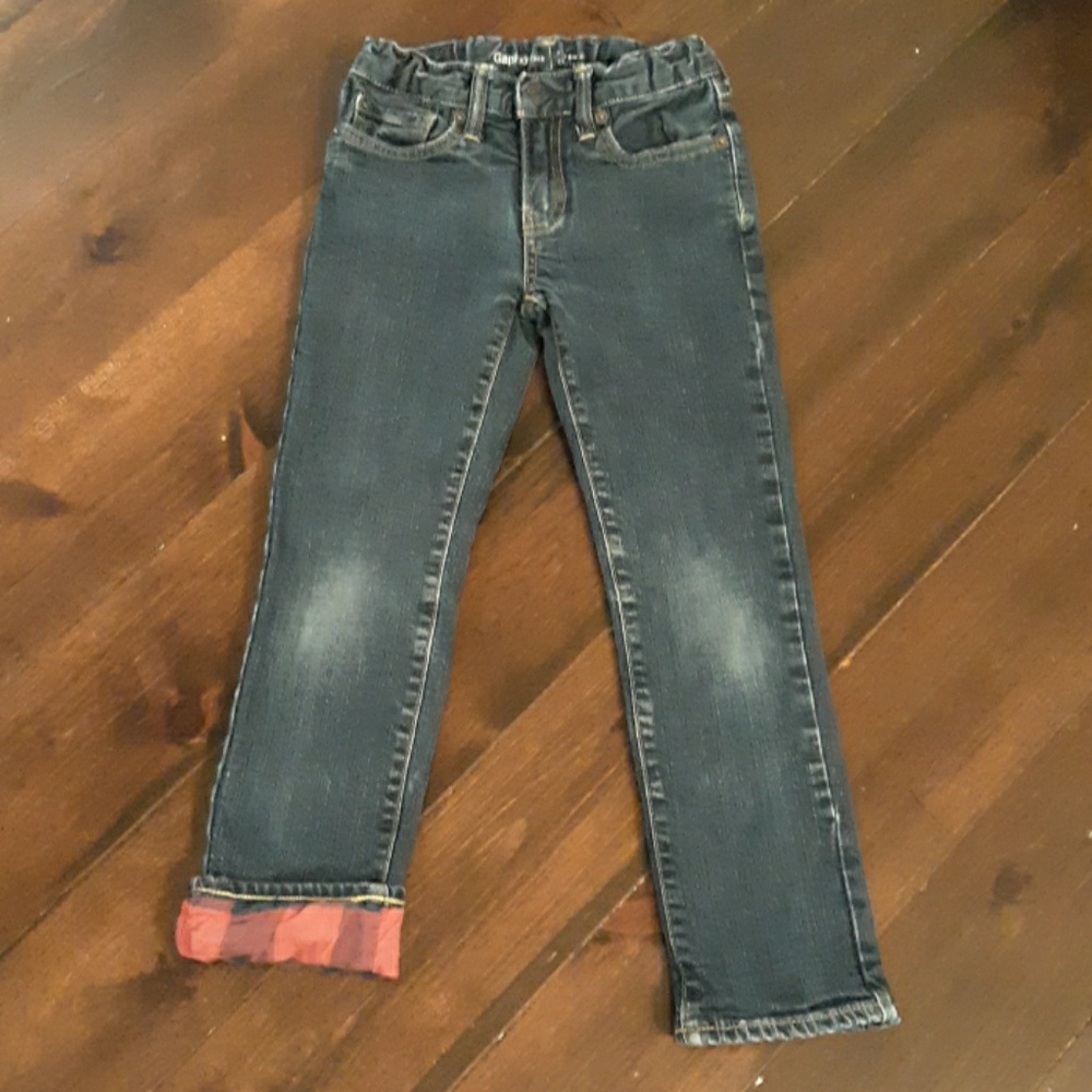 Gap flannel lined blue jeans boys size 7